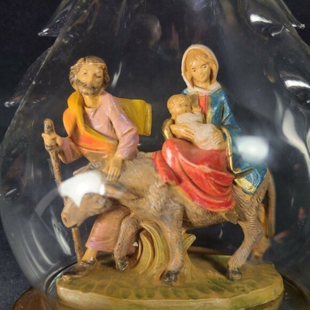 Fontanini Flight Into Egypt Blown Glass Ornament Jesus Mary Joseph Roman Gift Bx